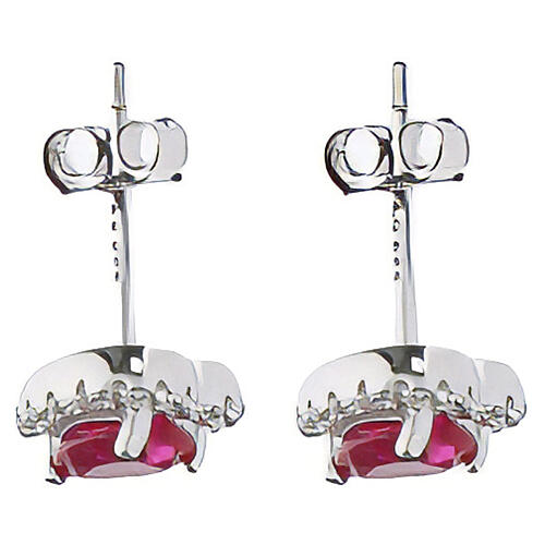 Boucles d'oreilles cœur zircon rouge AMEN argent 925 3