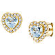 AMEN gold-plated 925 silver aquamarine and white zircon heart stud earrings s1