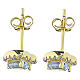 AMEN gold-plated 925 silver aquamarine and white zircon heart stud earrings s3