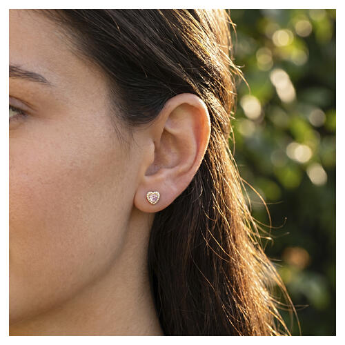 Boucles d'oreilles AMEN cœur zircon rose morganite argent 925 2