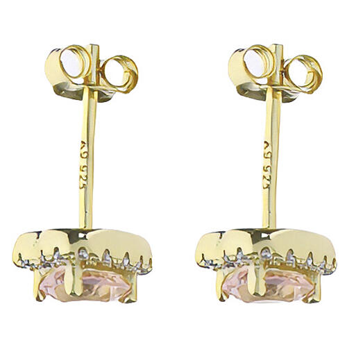 Boucles d'oreilles AMEN cœur zircon rose morganite argent 925 3