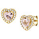Brincos coração com zircão morganite cor-de-rosa em prata 925 Amen s1