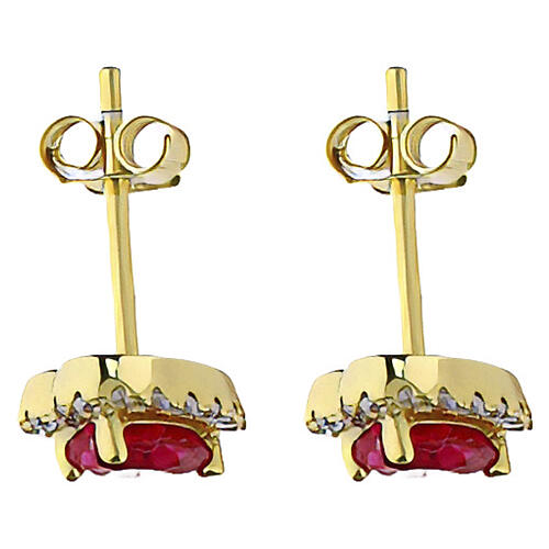 Boucles d'oreilles finition or zircon rouge AMEN argent 925 3