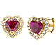AMEN 925 silver gold-finish red zircon heart stud earrings s1