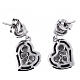 Pendientes plata 925 Amen zircón blanco dos corazones s3