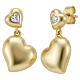 Amen 925 silver double-heart stud earrings with white zircon, gold finish s1