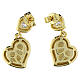 Amen 925 silver double-heart stud earrings with white zircon, gold finish s3