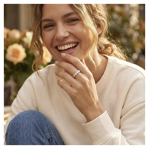 AMEN ring, 925 silver, pavé white zircons, hearts 2