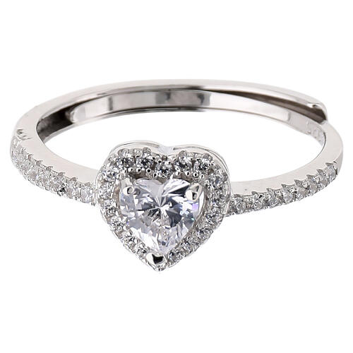 AMEN 925 silver ring with white heart cubic zircons 3