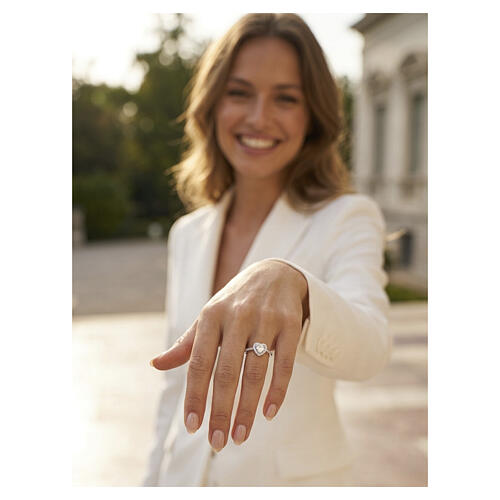 Anillo plata 925 corazón blanco AMEN 2