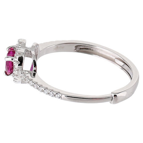 Amen heart-shaped ruby rhinestone ring, 925 silver 4