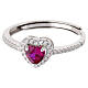 Amen heart-shaped ruby rhinestone ring, 925 silver s3