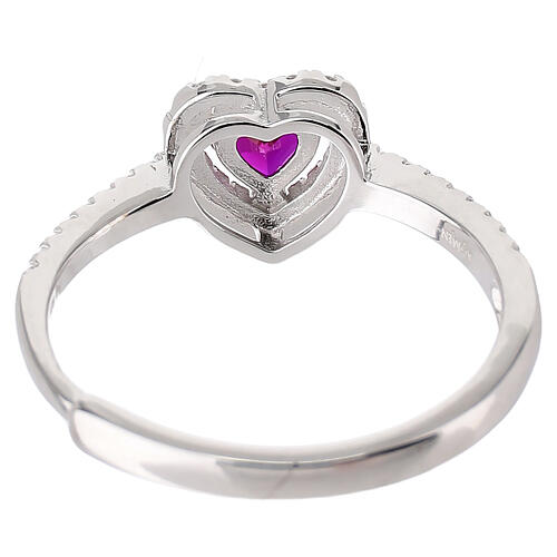 Anillo corazón zircón rubí Amen plata 925 5