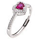 Anello a cuore zircone rubino  Amen argento 925 s1