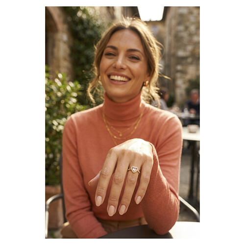 Anillo acabado oro AMEN plata 925 rosa morganita 2