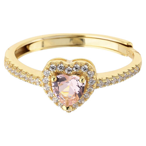 AMEN 925 Silver Gold-Finish Ring with Pink Morganite 3