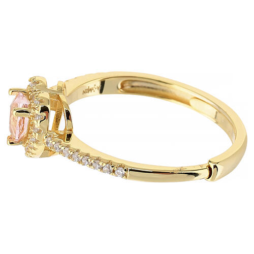 AMEN 925 Silver Gold-Finish Ring with Pink Morganite 4