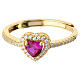 Amen ring with ruby heart-shaped rhinestone, 925 silver, gold finish s3