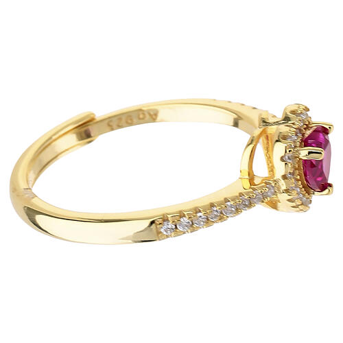 Amen 925 silver heart ring with ruby zircon and gold finish 4
