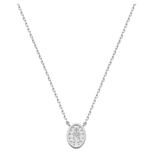 Amen necklace in rhodium-plated brass with Miraculous Medal 3