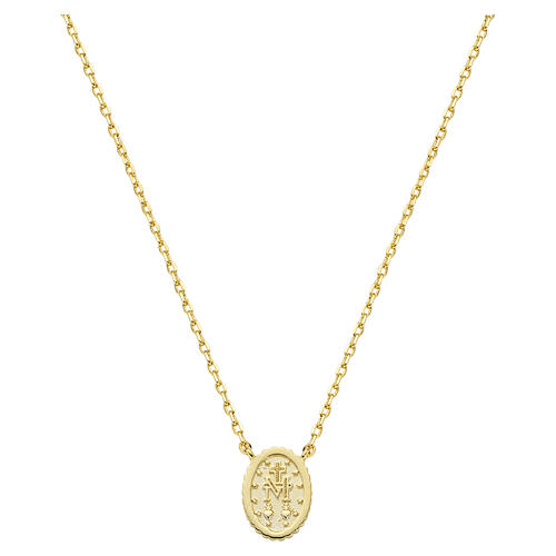 Amen necklace in 18kt gold-plated brass with Miraculous Medal, gold finish 3