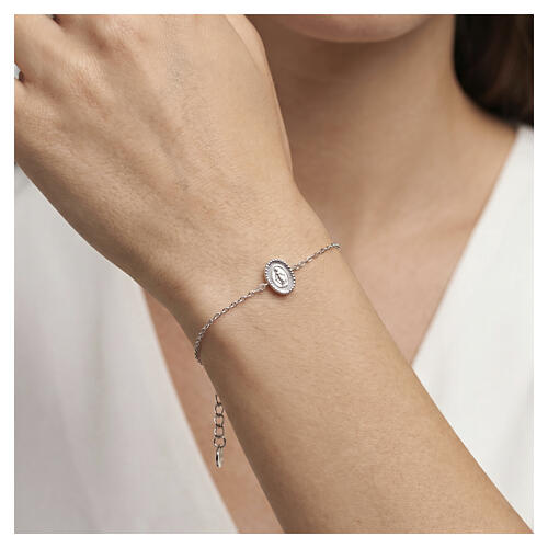 Bracciale in ottone rodiato Amen con pendente medaglia miracolosa 2