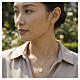 Amen necklace with Miraculous Medal pendant, gold-plated brass, white zircons s2
