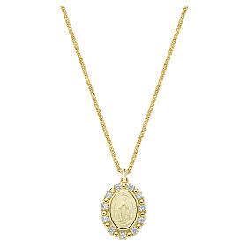 Collana con pendente miracolosa Amen ottone dorato zirconi bianchi