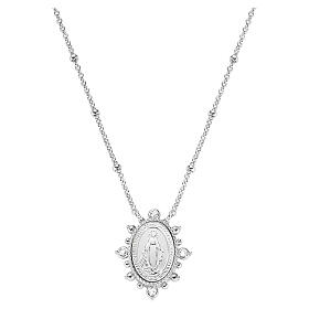 Collana Madonna Miracolosa Amen in ottone rodiato pietre bianche