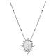 Rhodium-Plated Brass Miraculous Mary Necklace with White Stones, AMEN s1