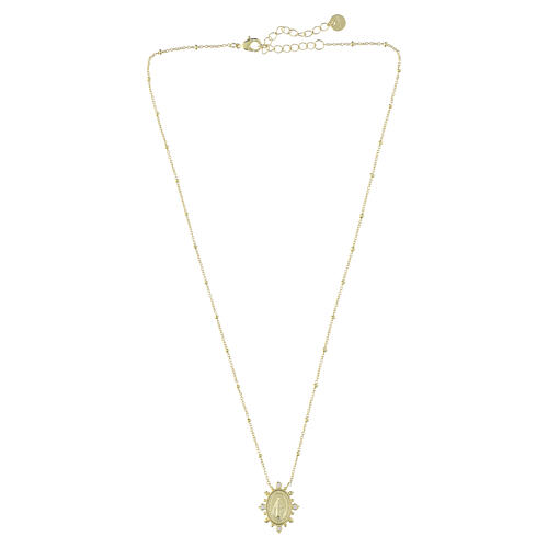 Collana con medaglia miracolosa Amen ottone dorato zirconi bianchi 4