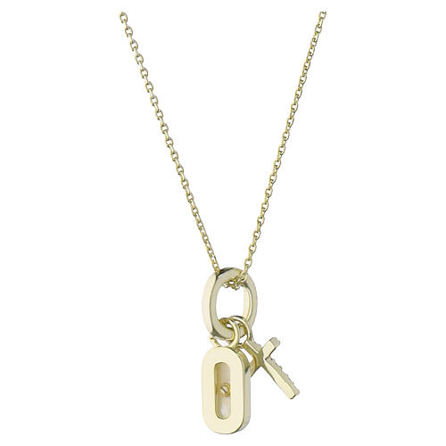 Collana con madreperla bianca Amen ottone dorato zirconi bianchi 3