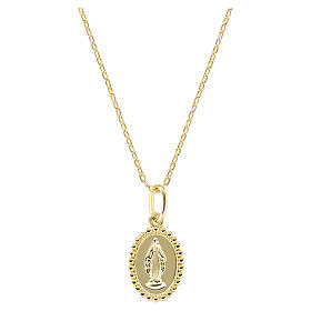 Collar Virgen Milagrosa Amen latón chapado en oro 18 q