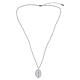 Collier perles cristal 3 mm en laiton rhodié Amen émail blanc zircons blancs s4