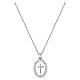 Collier croix émail blanc Amen laiton rhodié zircons blancs s1