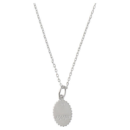 Collana croce smalto bianco Amen ottone rodiato zirconi bianchi 3