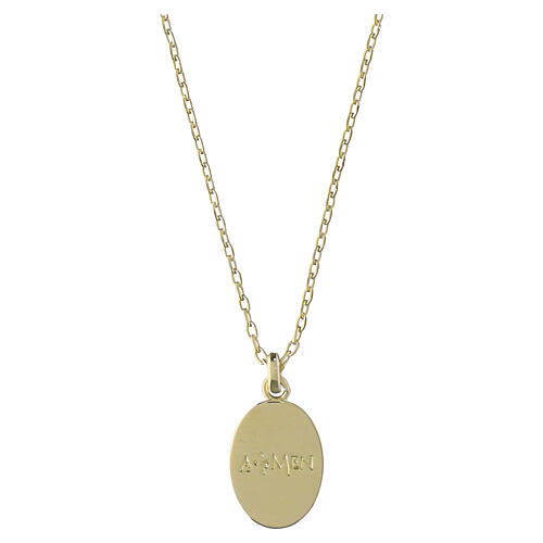 Collier croix émail blanc en laiton plaqué or 18 kt Amen pierres blanches 3