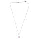 Collier croix émail rose Amen laiton rhodié zircons blancs s4