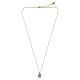 Amen necklace with pink enamel cross, gold-plated brass and white zircons s4