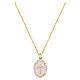 Collana croce smalto rosa in ottone dorato Amen zirconi bianchi s1