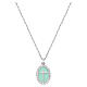 Collier Amen croix émail bleu-vert clair laiton rhodié zircons blancs s1