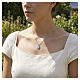 Amen Cross necklace rhodium-plated brass with sea-green enamel and white zircons s2