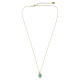 Collana croce smalto verde mare in ottone dorato Amen pietre bianche s4