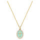 Sea-Green Enamel Cross Necklace in Gold-Plated Brass with White Stones, Amen s1