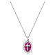 Amen necklace with burgundy enamel cross, rhodium-plated brass, white zircons s1