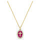 Collana croce smalto bordeaux in ottone dorato Amen zirconi bianchi s1