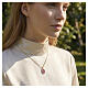 Collana croce smalto bordeaux in ottone dorato Amen zirconi bianchi s2