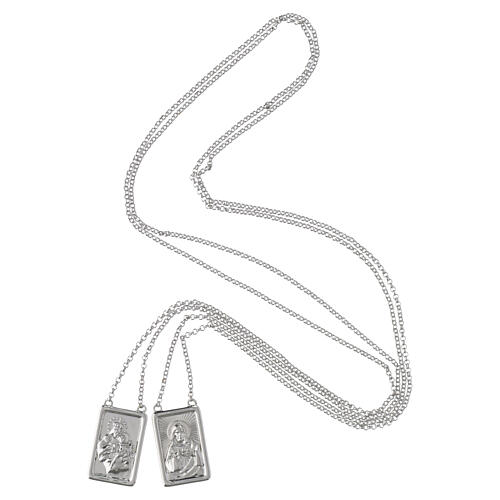 Scapolare Sacro Cuore Madonna del Carmelo in ottone rodiato Amen 5