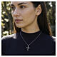 Amen necklace with interlaced cross, rhodium-plated brass and white zircons s2