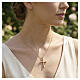 Amen necklace with interlaced cross, gold-plated brass and white zircons s2